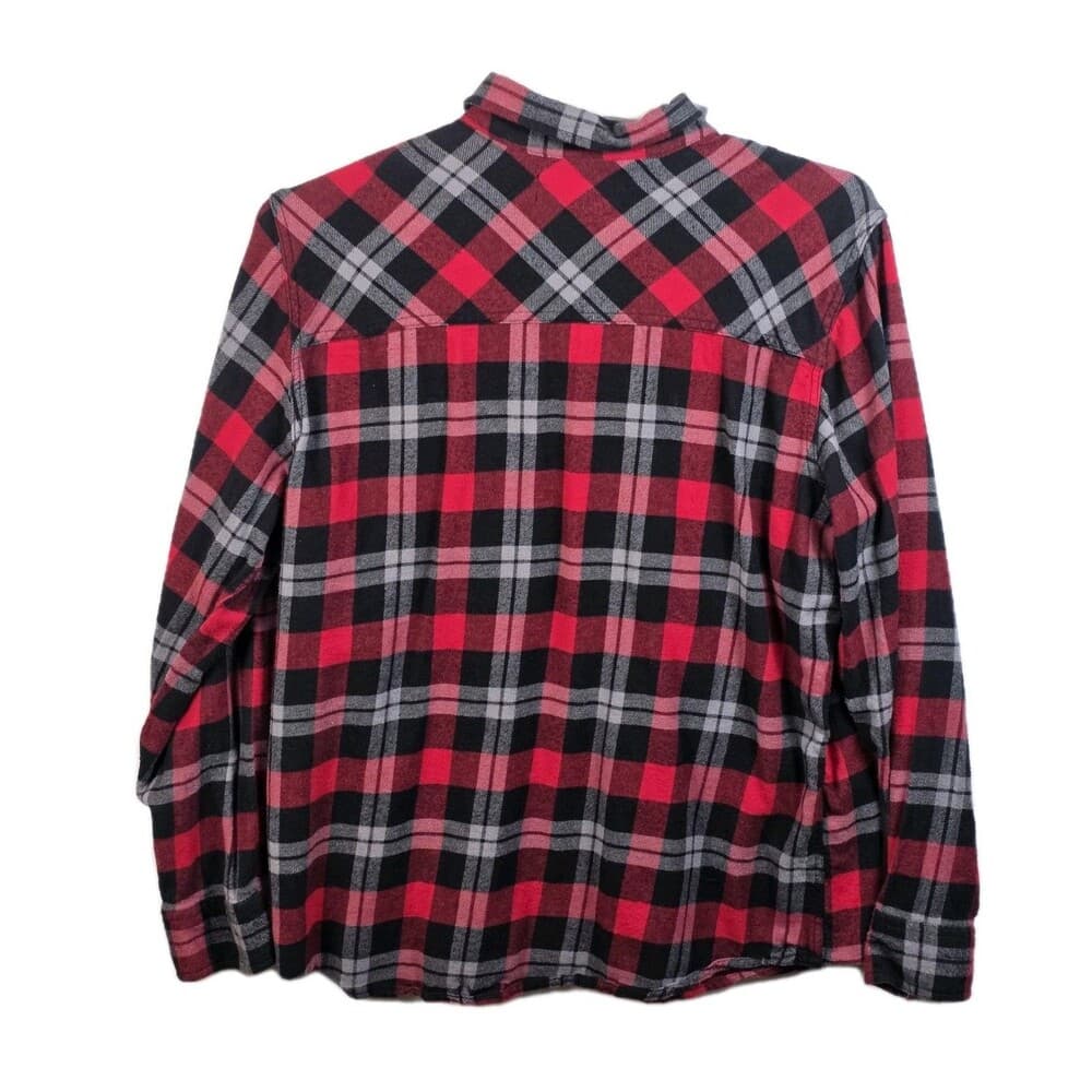 Vintage‎ Ocean Pacific Men's XL Red Plaid Flannel Plaid Long Sleeve Shirt - Thumbnail 7