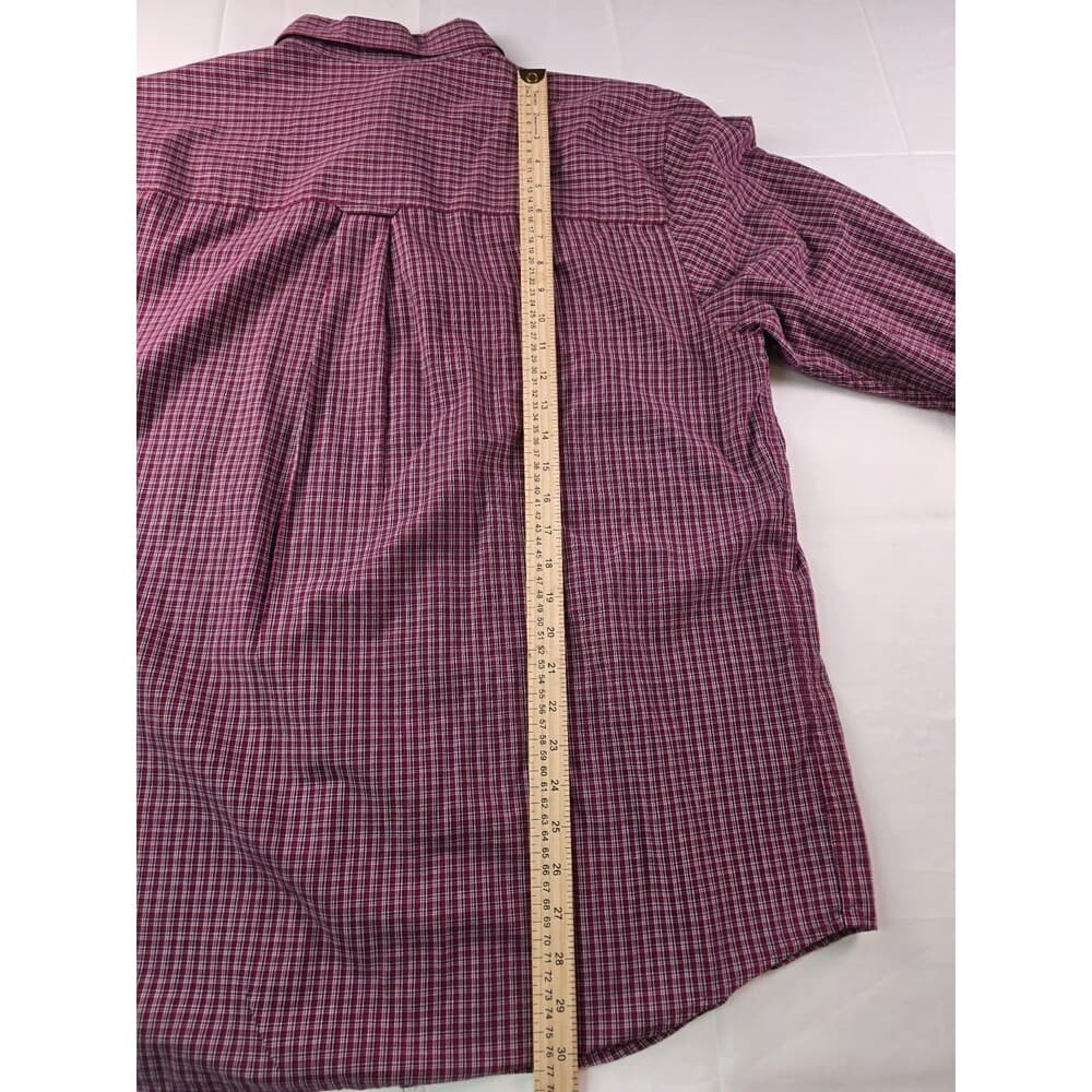 Chaps Men's XL Easy Care Maroon Plaid Long Sleeve Button Up Shirt‎ - Thumbnail 5