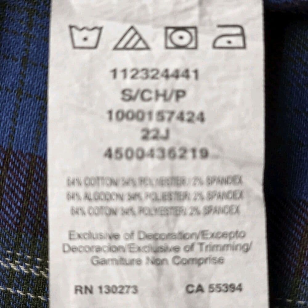 Wrangler Men's‎ Small Blue Plaid Long Sleeve Flannel Button Up Shirt - Thumbnail 4