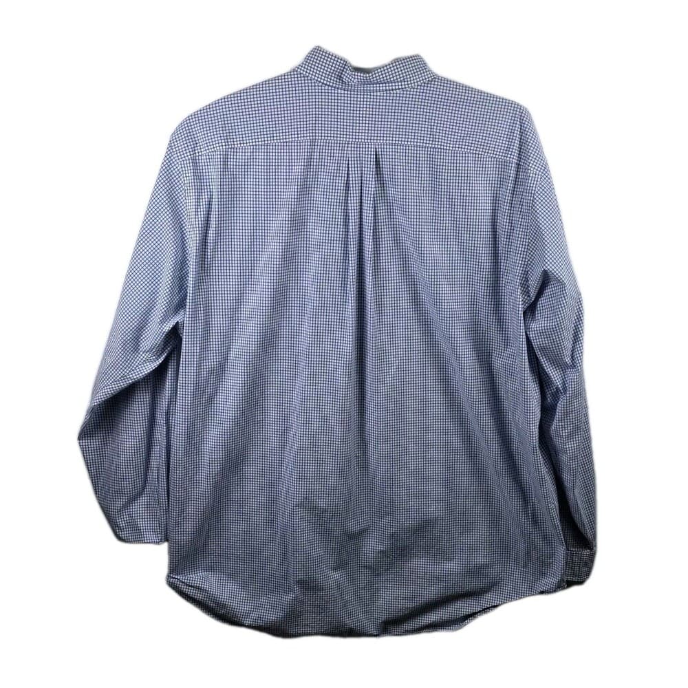 Polo‎ Ralph Lauren Men's 2XLT/2YGL Blue/ White Gingham Check Long Sleeve Shirt - Thumbnail 5