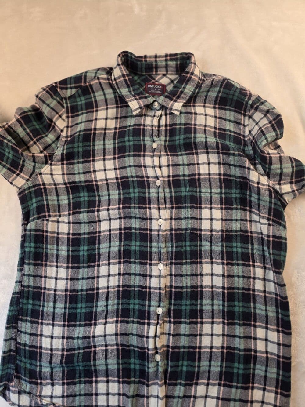 Untuckit Womens Size 8 Norante Green Plaid Long Sleeve Button Up Shirt - Thumbnail 3