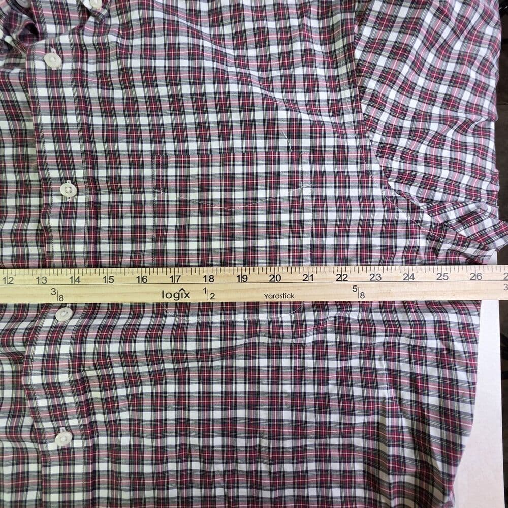 Lauren Ralph Lauren Size 17.5/34-35‎ Gingham Burgundy Plaid Button Up Shirt - Thumbnail 4