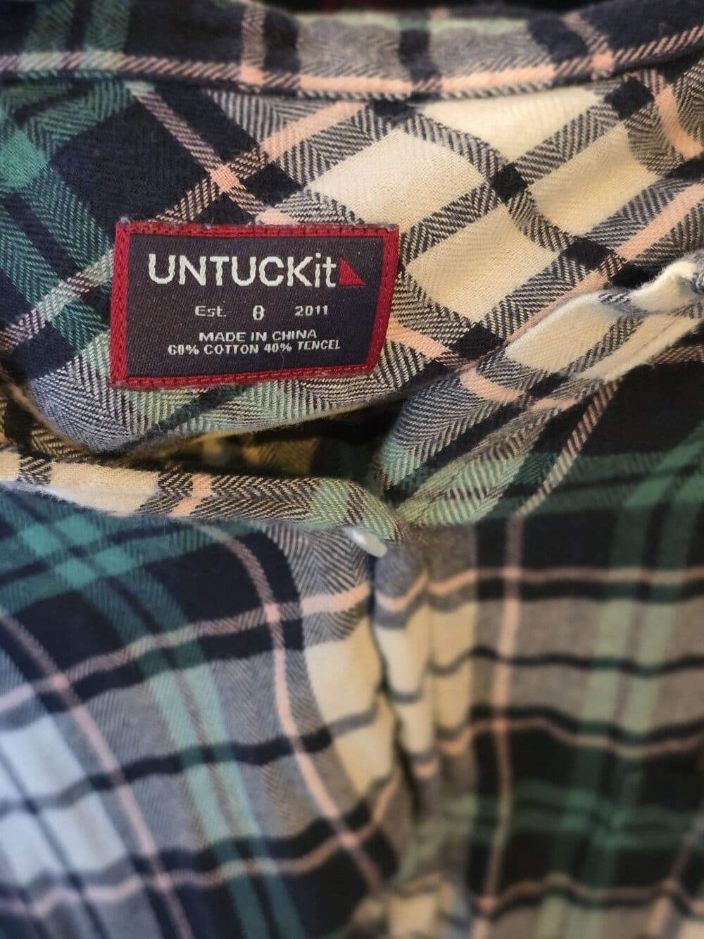 Untuckit Womens Size 8 Norante Green Plaid Long Sleeve Button Up Shirt - Thumbnail 2