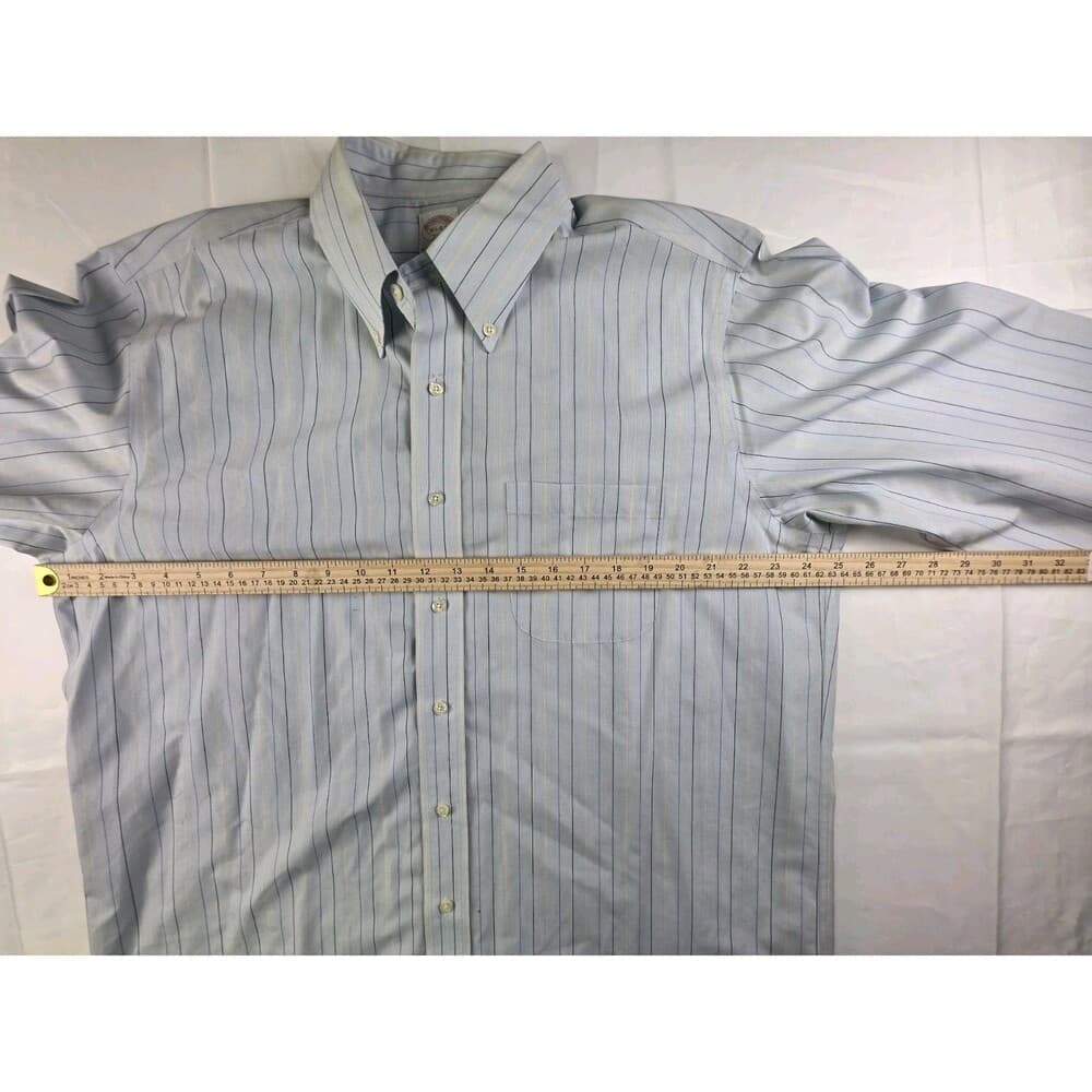 Brooks Brothers 346 Men's 16 1/2-4/5‎ Cotton Blue Long Sleeve Shirt - Thumbnail 5