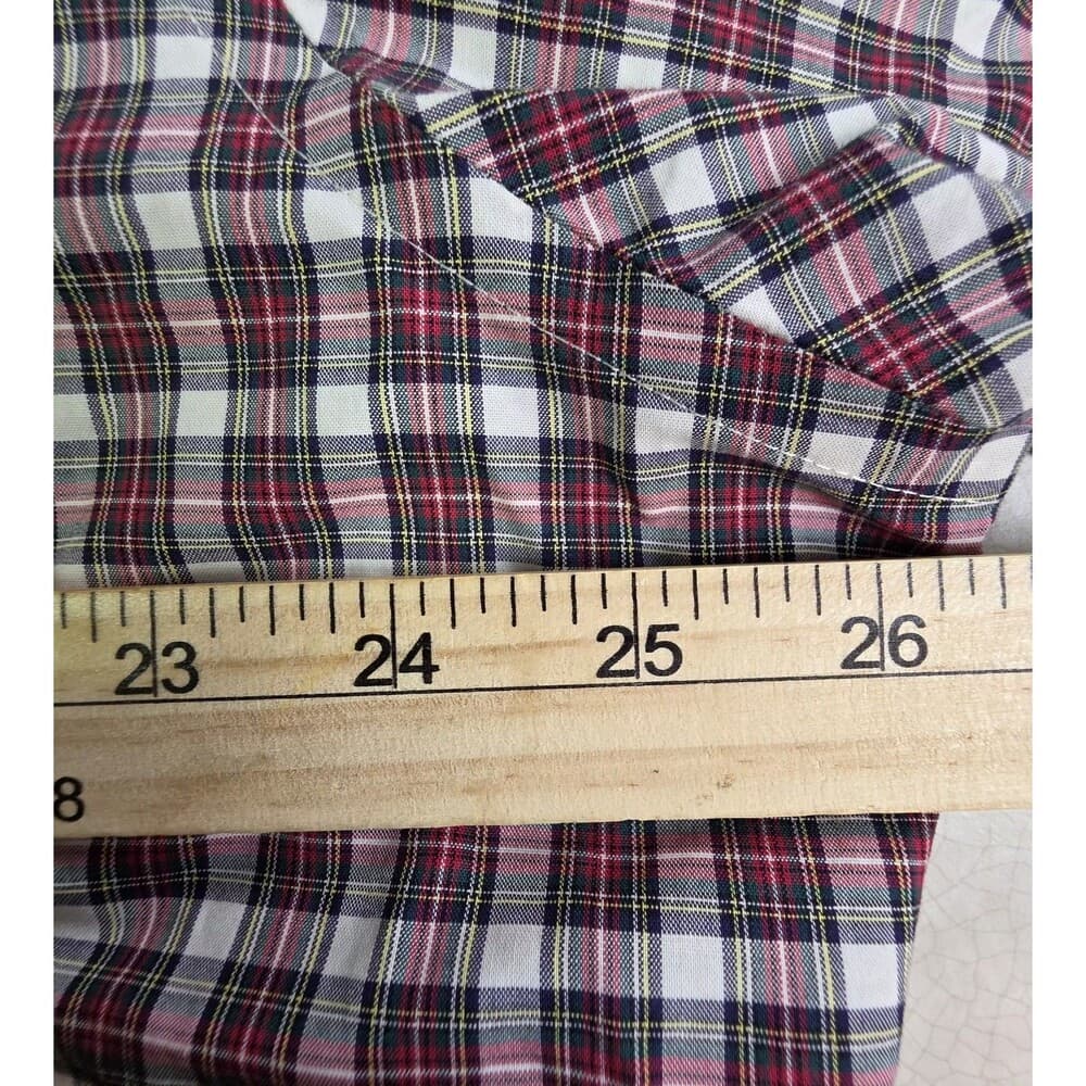Lauren Ralph Lauren Size 17.5/34-35‎ Gingham Burgundy Plaid Button Up Shirt - Thumbnail 5