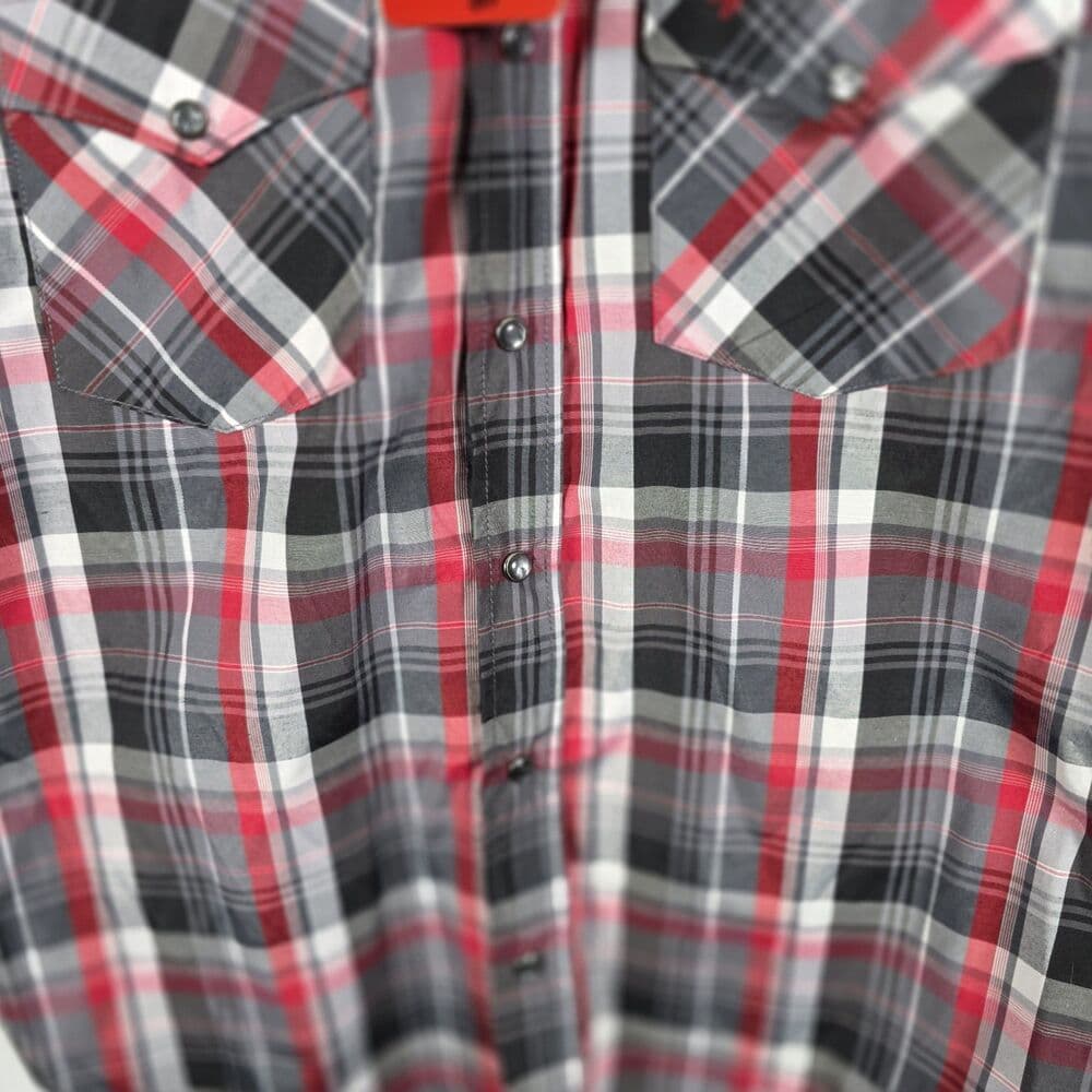 NWT Rodeo Clothing Co Men's Small Red Plaid Western Pearl Snap Long Sleeve Shirt - Thumbnail 3