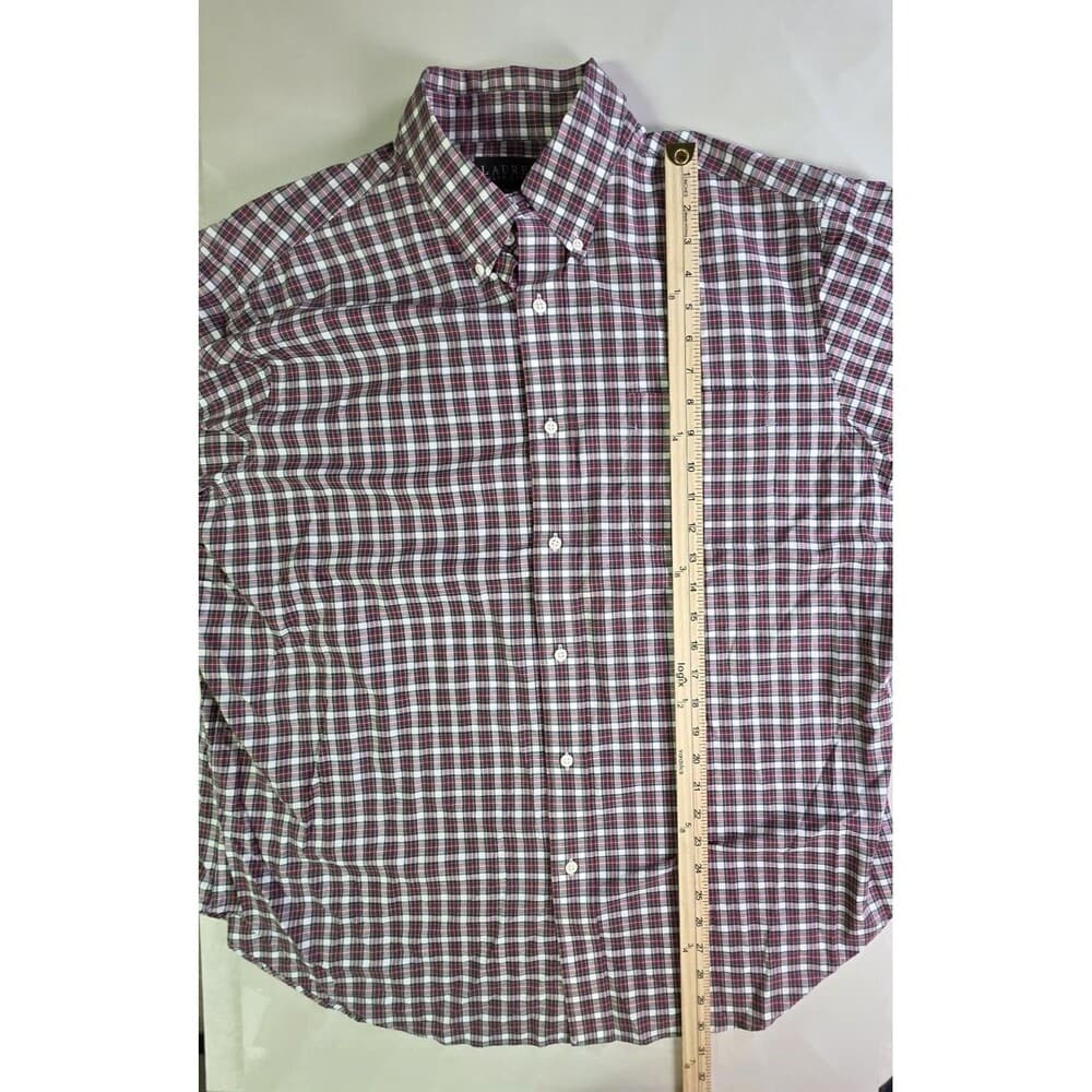 Lauren Ralph Lauren Size 17.5/34-35‎ Gingham Burgundy Plaid Button Up Shirt - Thumbnail 7
