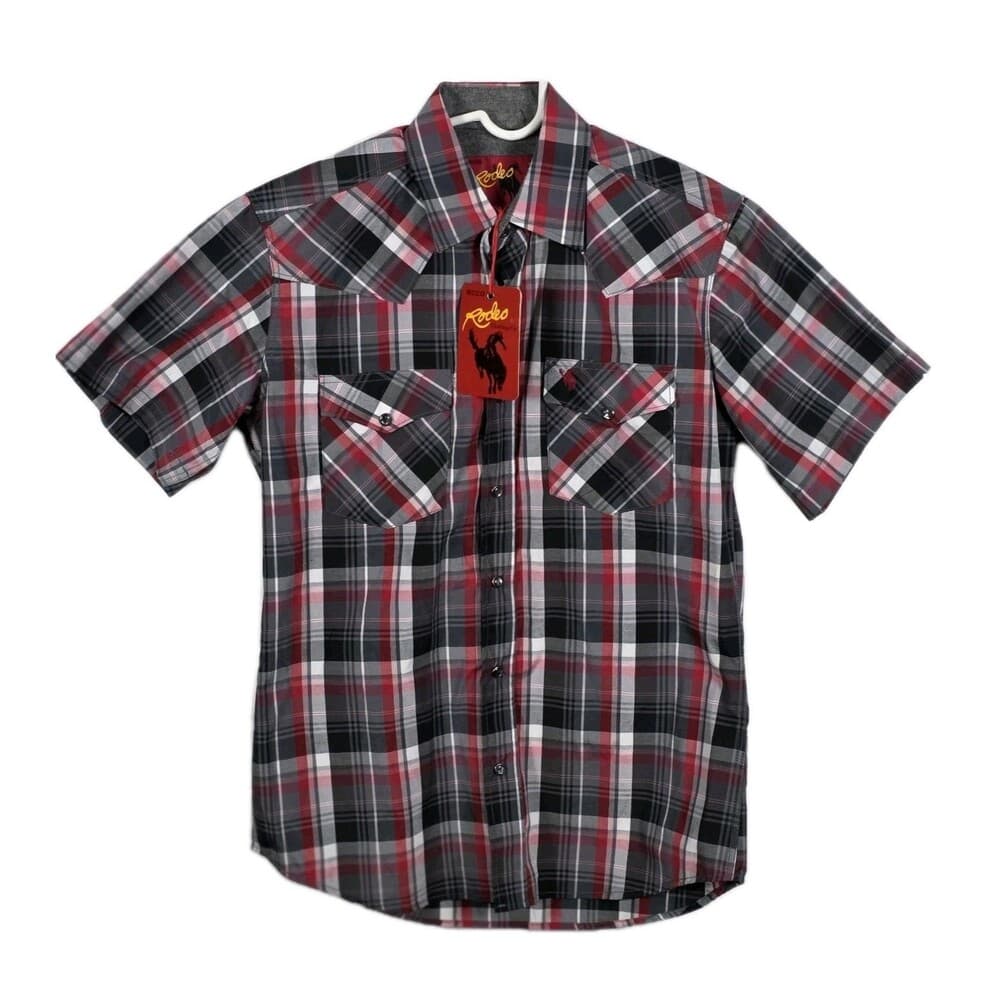 NWT Rodeo Clothing Co Men's Small Red Plaid Western Pearl Snap Long Sleeve Shirt - Thumbnail 11