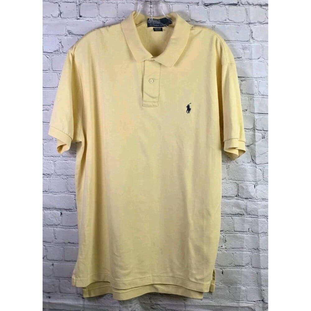 Ralph Lauren Men's Large Yellow Short Sleeve Polo Shirt - Thumbnail 10