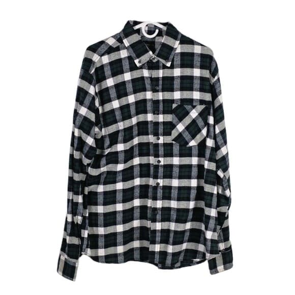 Jackson Hole‎ Men's XL Green And Blue Plaid Flannel Long Sleeve Button Up Shirt - Thumbnail 6