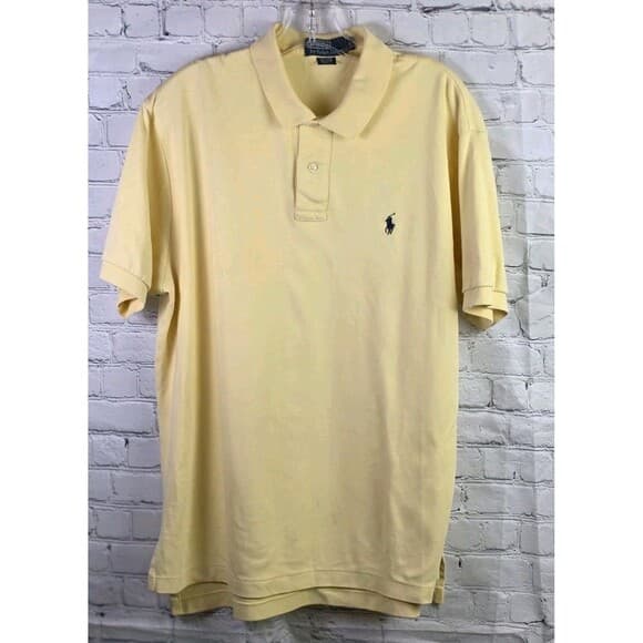 Ralph Lauren Men's Large Yellow Short Sleeve Polo Shirt - Thumbnail 11
