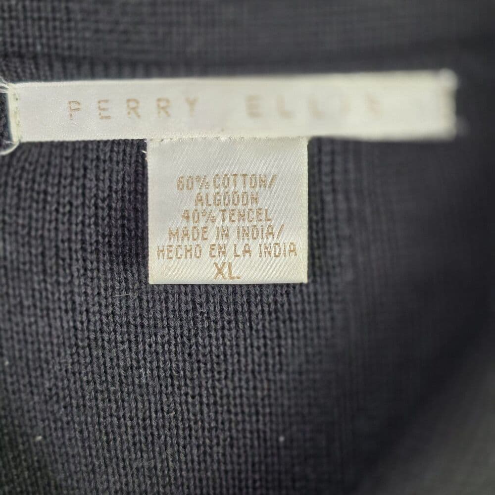 Perry Ellis Men's XL Black Full Zip‎ Cardigan Long Sleeve Sweater - Thumbnail 2