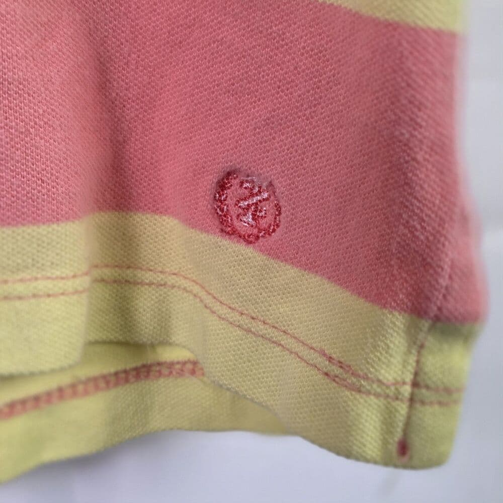 Izod Women’s 1x Striped Yellow / Pink Multicolor Short Sleeve Golf Shirt - Thumbnail 2