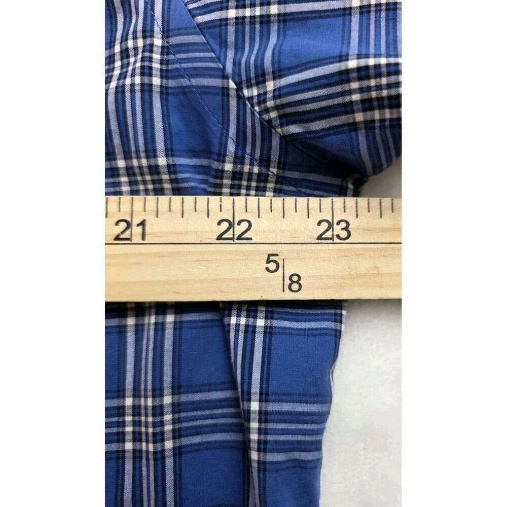 Hart‎ Schaffner Marx Men's Large Blue Plaid Long Sleeve Button Up Shirt - Thumbnail 3