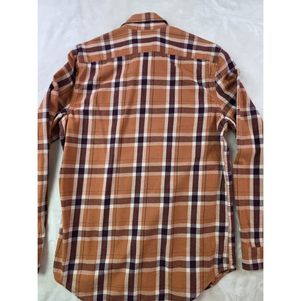 Eddie Bauer Men's Large Orange Plaid Long Sleeve Button‎ Up Shirt - Thumbnail 5