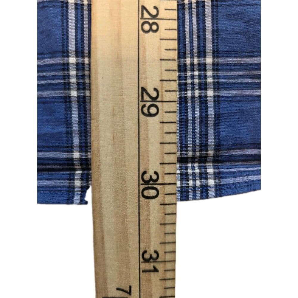 Hart‎ Schaffner Marx Men's Large Blue Plaid Long Sleeve Button Up Shirt - Thumbnail 6