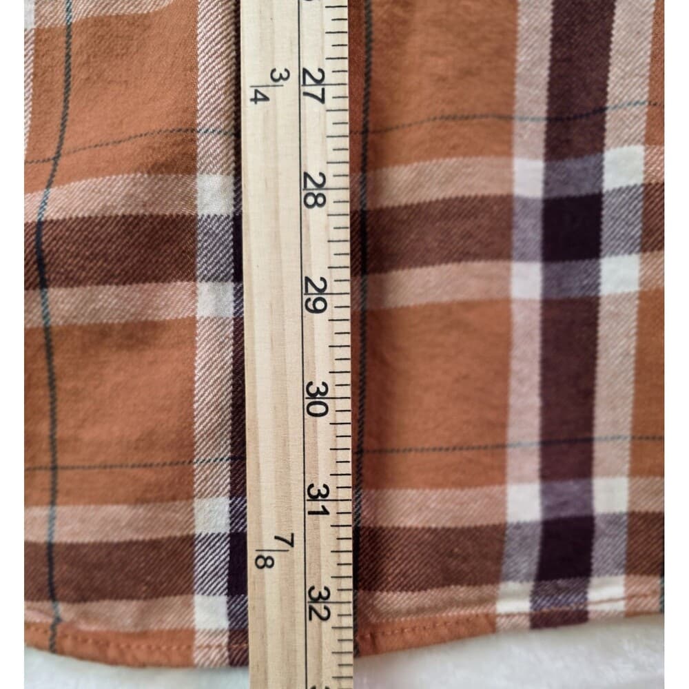 Eddie Bauer Men's Large Orange Plaid Long Sleeve Button‎ Up Shirt - Thumbnail 6