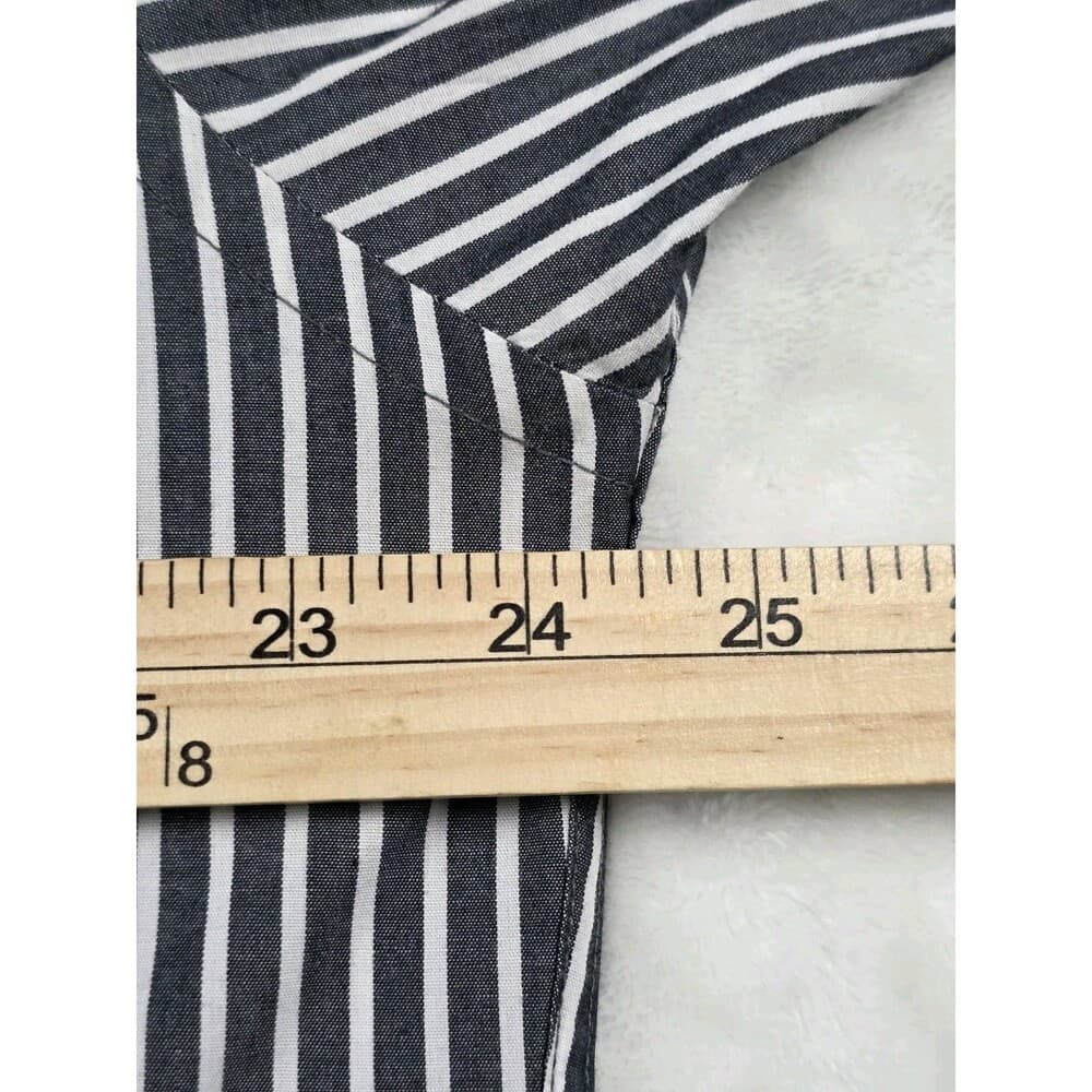 Chaps Men's L 16-16.5 / 32-33 Dark Grey And White Stripe Long‎ Sleeve Shirt - Thumbnail 3