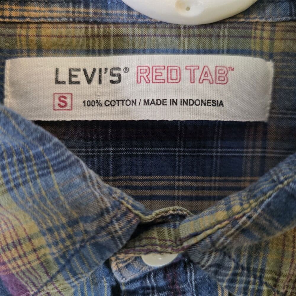Levi's Red Tab‎ Men's Small Blue & Green Plaid Button Down Long Sleeve Shirt - Thumbnail 3