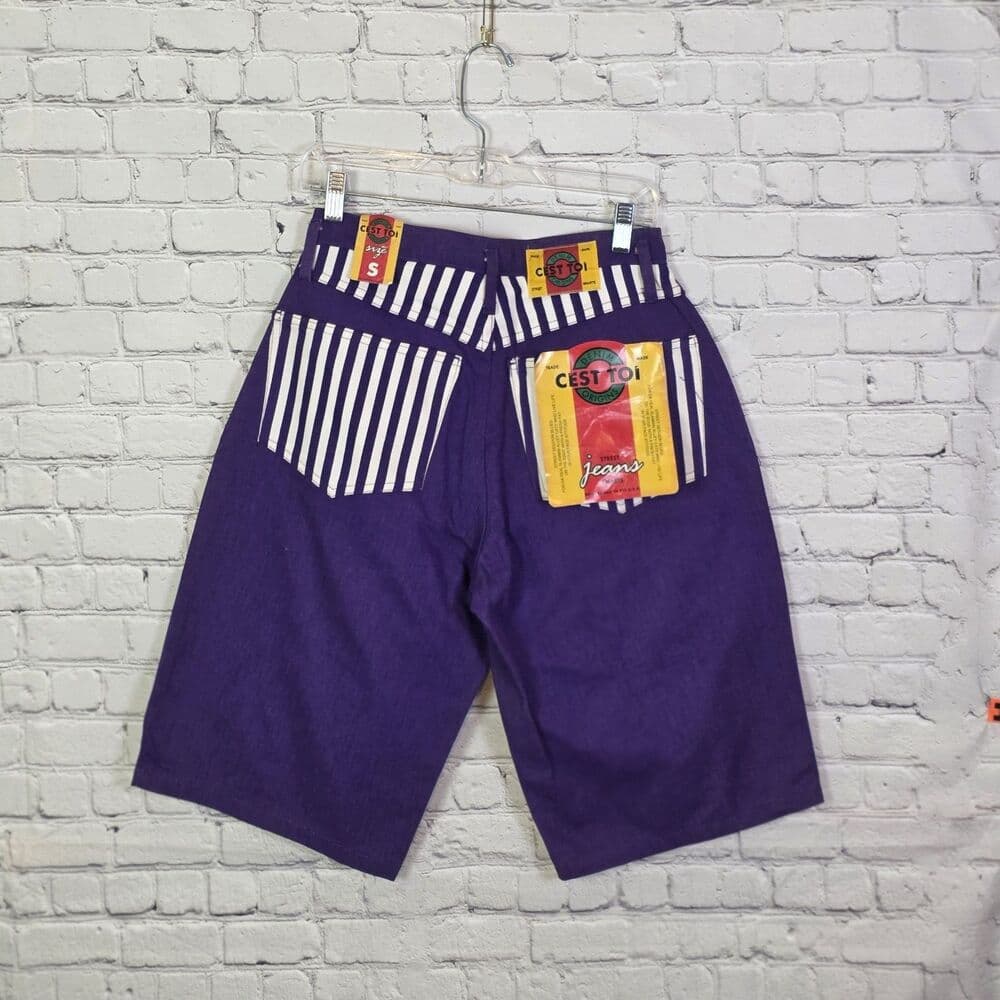 Vintage C’est Toi Unisex Small Multicolored Striped Steet Smarts Shorts - Thumbnail 5