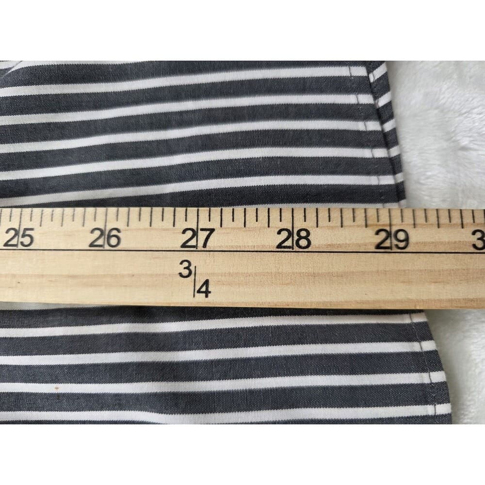 Chaps Men's L 16-16.5 / 32-33 Dark Grey And White Stripe Long‎ Sleeve Shirt - Thumbnail 5