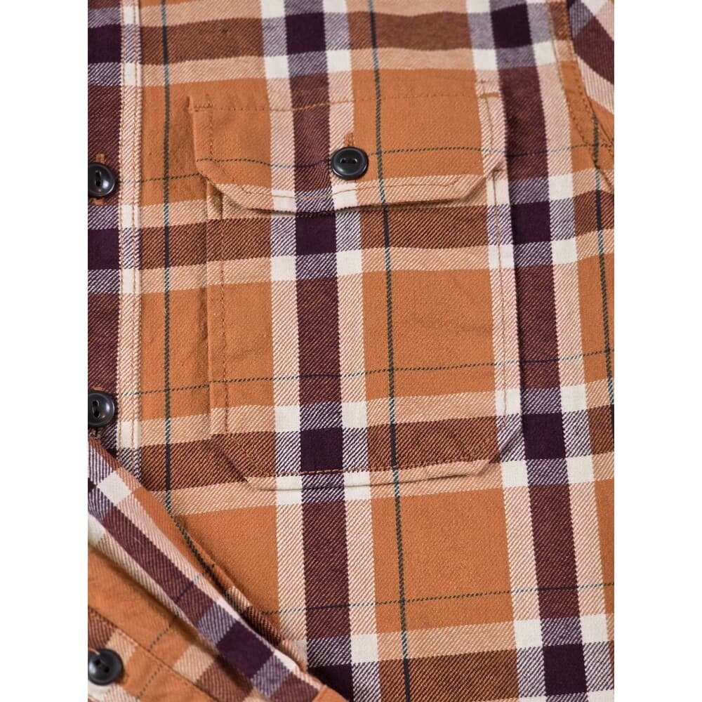 Eddie Bauer Men's Large Orange Plaid Long Sleeve Button‎ Up Shirt - Thumbnail 3