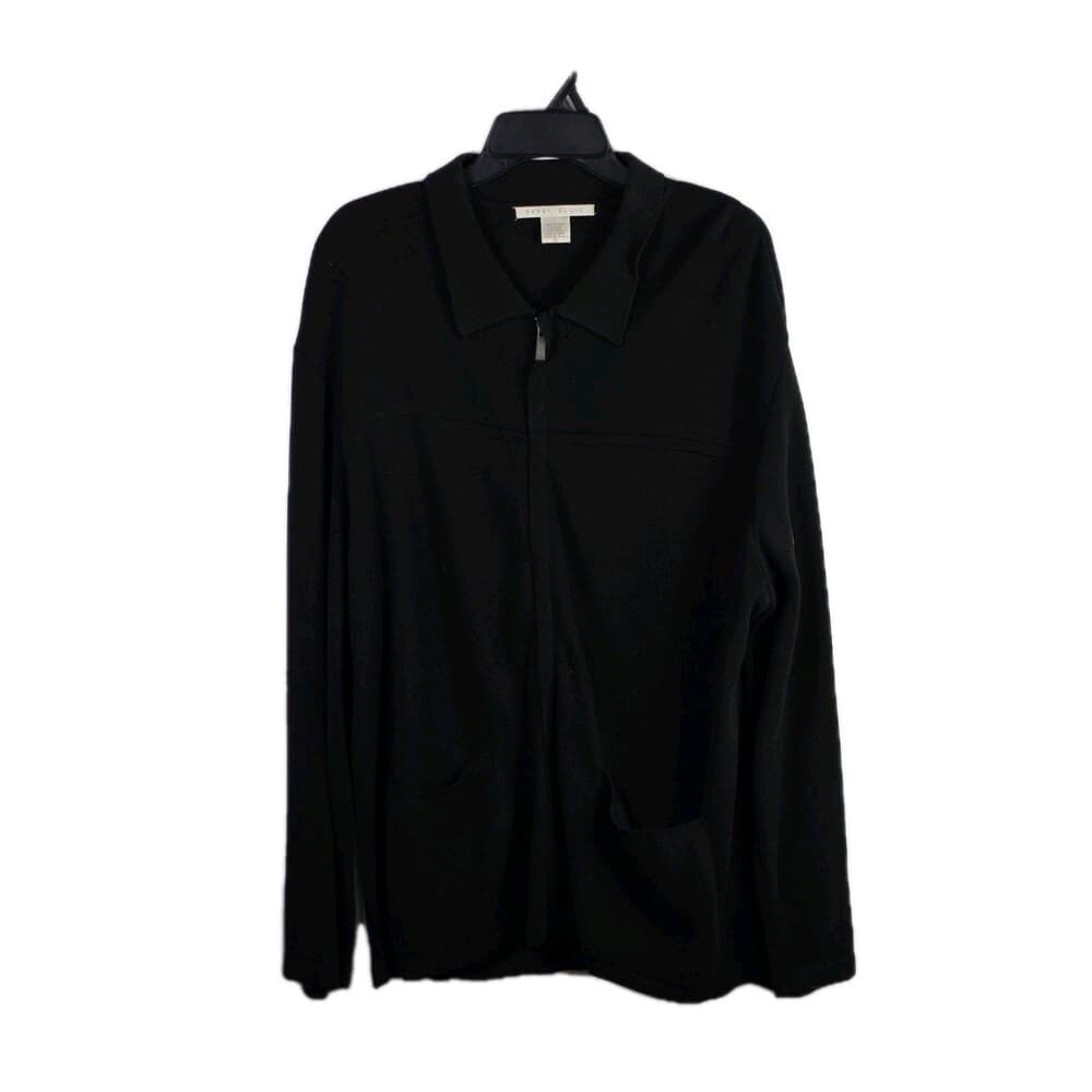 Perry Ellis Men's XL Black Full Zip‎ Cardigan Long Sleeve Sweater - Thumbnail 6