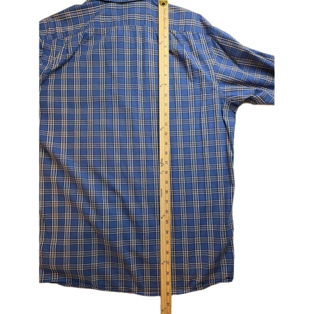 Hart‎ Schaffner Marx Men's Large Blue Plaid Long Sleeve Button Up Shirt - Thumbnail 5
