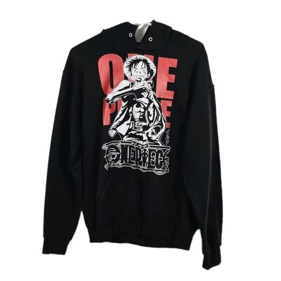 Anime‎ Luffy Mens Medium Black Long Sleeve Hoodie - Thumbnail 9