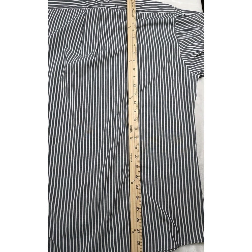 Chaps Men's L 16-16.5 / 32-33 Dark Grey And White Stripe Long‎ Sleeve Shirt - Thumbnail 4
