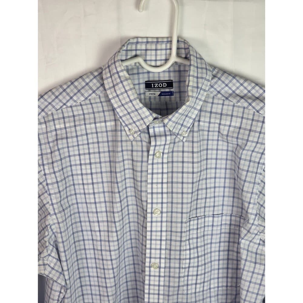 Izod Men's Medium 15-15.5 /32-33 White Striped Button-Down Long‎ Sleeve Shirt - Thumbnail 6