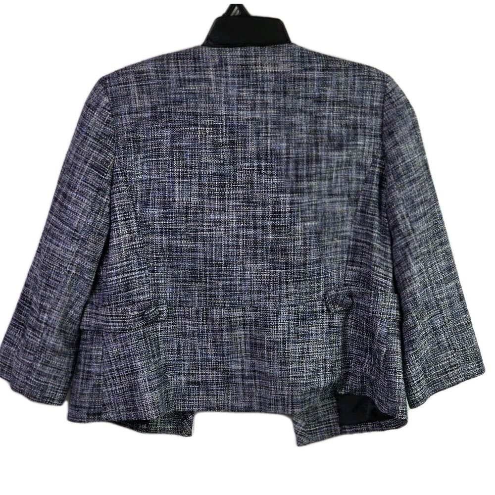 Liz Claiborne Women’s Petite 12 Blue & Gray Silk Open Front Suit Jacket - Thumbnail 4