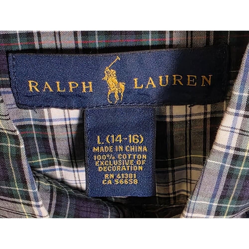 Ralph Lauren Boys Large‎ 14 / 16 Plaid Button Down Shirt - Thumbnail 3