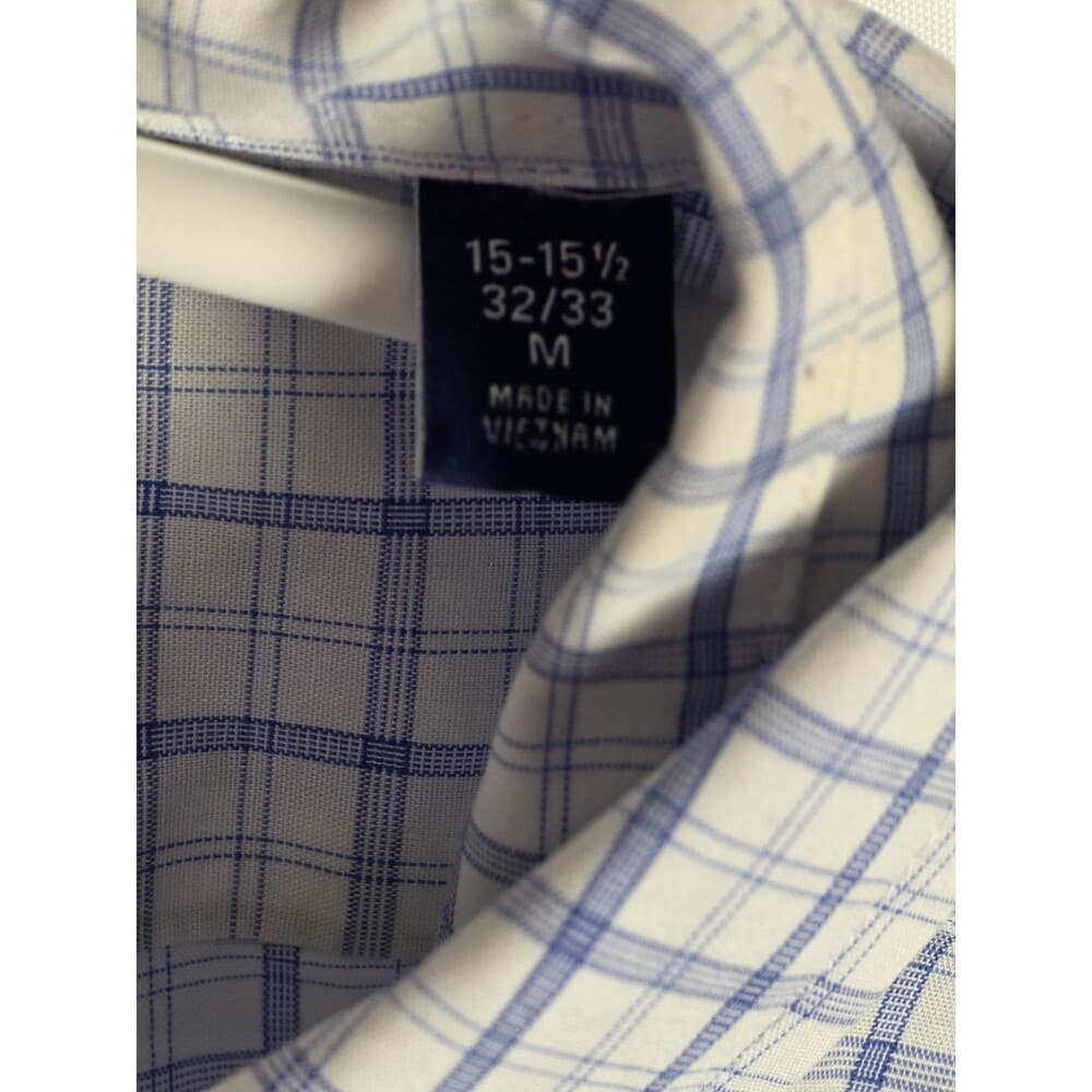 Izod Men's Medium 15-15.5 /32-33 White Striped Button-Down Long‎ Sleeve Shirt - Thumbnail 4