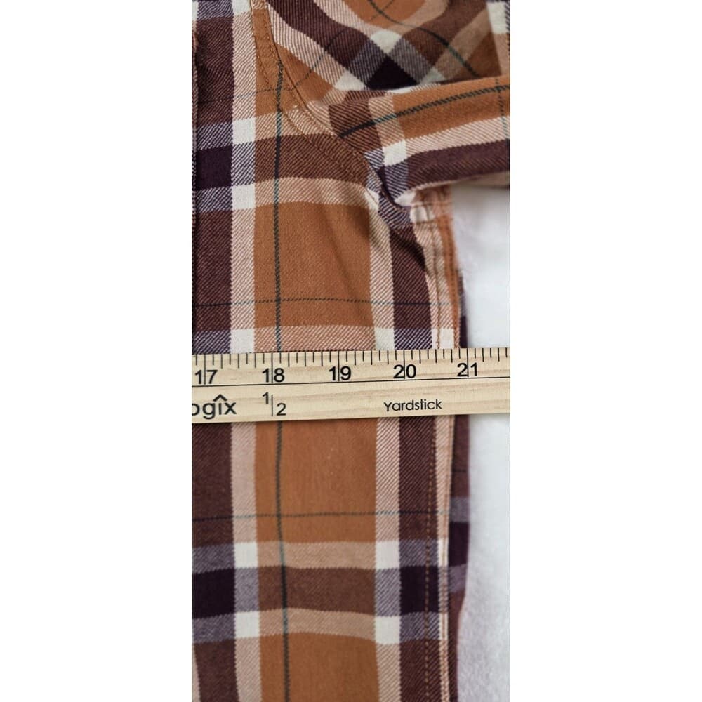 Eddie Bauer Men's Large Orange Plaid Long Sleeve Button‎ Up Shirt - Thumbnail 4