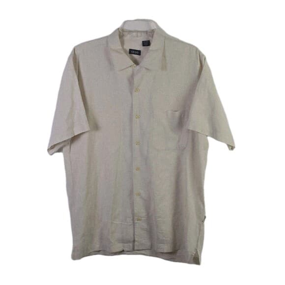 IZod Classic Men's Medium White Linen Blend Short Sleeve Polo Shirt - Thumbnail 10