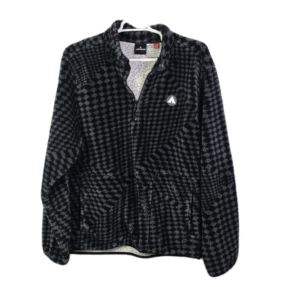 Airwalk Men's 3XL Black & Gray Checkerboard 1/4 Zip Fleece Pullover - Thumbnail 3