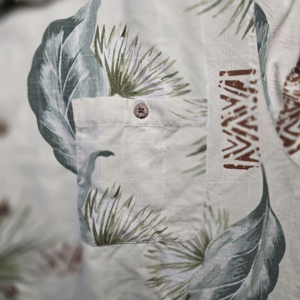 Saddlebred Men’s Tan XXL Silk Hawaiian Floral Short Sleeves Button Down Shirt - Thumbnail 2