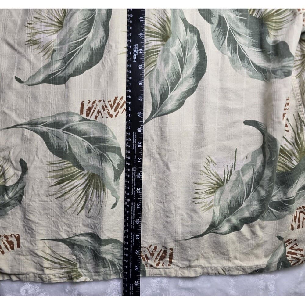 Saddlebred Men’s Tan XXL Silk Hawaiian Floral Short Sleeves Button Down Shirt - Thumbnail 8