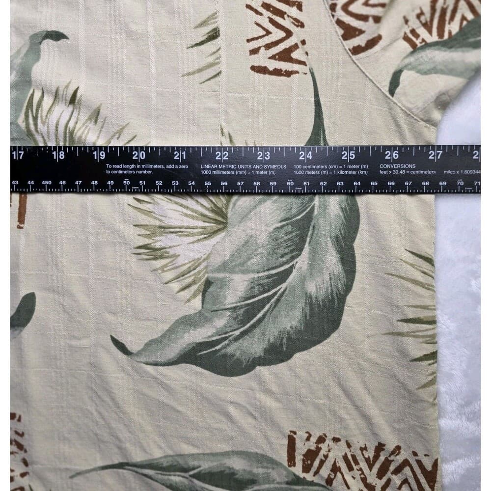 Saddlebred Men’s Tan XXL Silk Hawaiian Floral Short Sleeves Button Down Shirt - Thumbnail 4