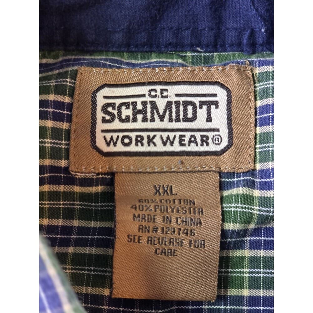 CE Schmidt Workwear Men's XXL Long Sleeve Plaid Button‎ Up Shirt - Thumbnail 3