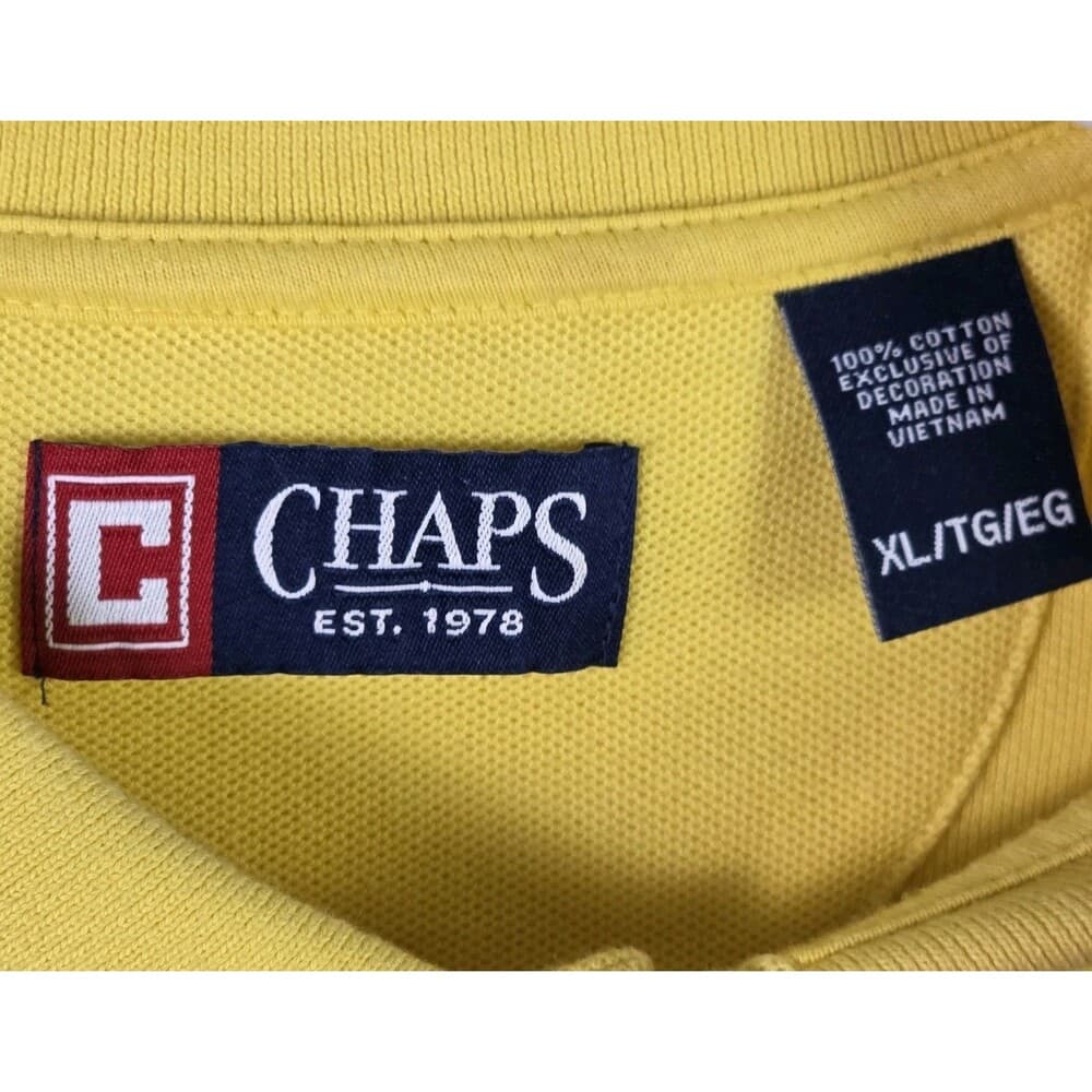 CHAPS Men’s XL Yellow Short Sleeve Polo Shirt‎ - Thumbnail 2