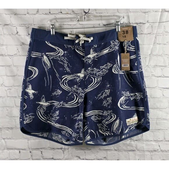 Patagonia Men's 38 Pataloha Wavefgarer Blue Fish Print Board Shorts NWT - Thumbnail 13