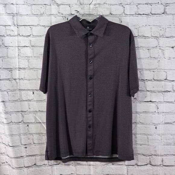 Hart Schaffner Marx Men's Large Marron Geometric Long Sleeve Button Up Shirt - Thumbnail 9