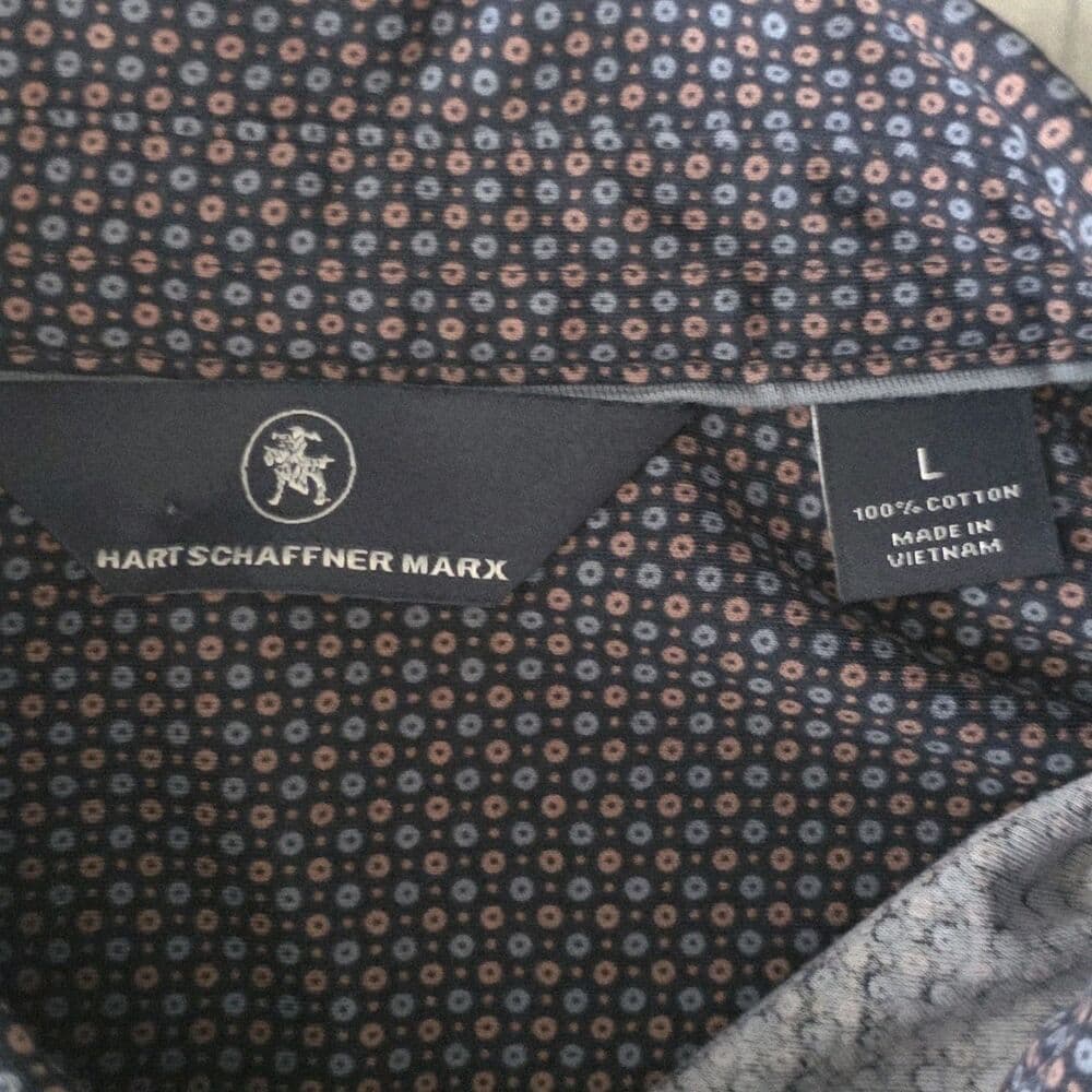 Hart Schaffner Marx Men's Large Marron Geometric Long Sleeve Button Up Shirt - Thumbnail 3