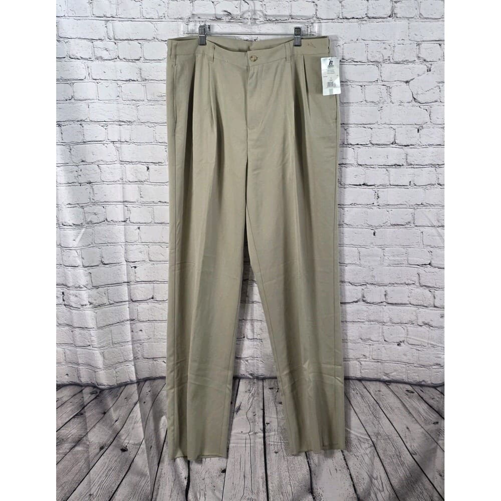 Russell Athletic Men's Khaki 36x48 Pleated Golf Pants - Thumbnail 10