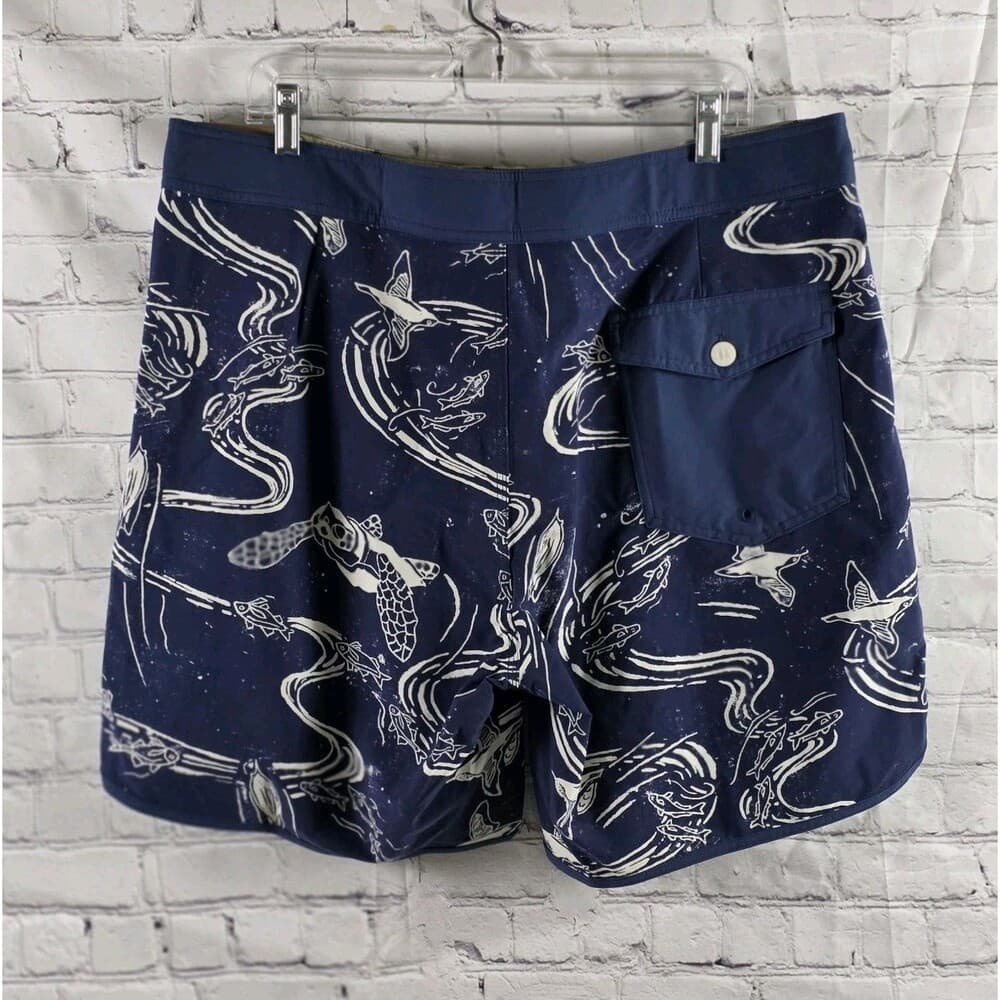 Patagonia Men's 38 Pataloha Wavefgarer Blue Fish Print Board Shorts NWT - Thumbnail 6