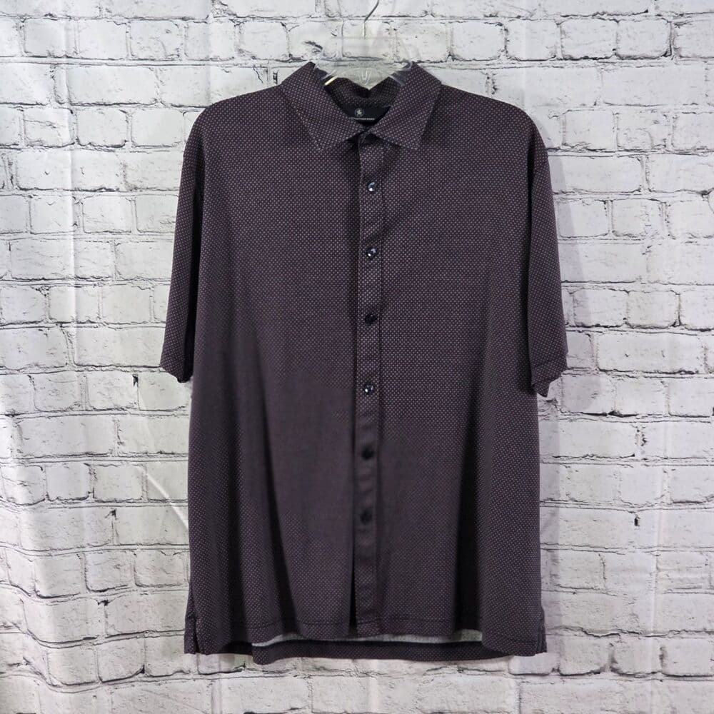 Hart Schaffner Marx Men's Large Marron Geometric Long Sleeve Button Up Shirt - Thumbnail 8