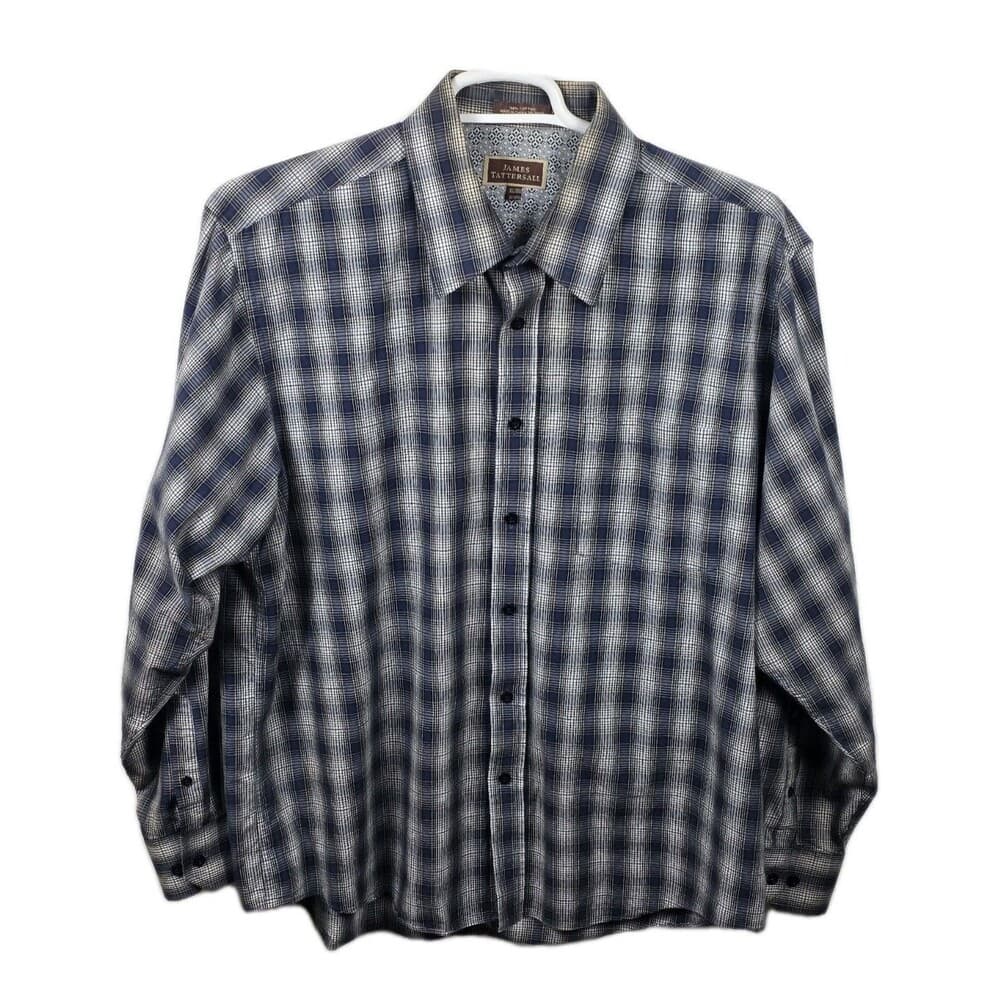 James Tatersall Mens Size XXL Blue/Black‎ Plaid Long Sleeve Button Down Shirt - Thumbnail 8