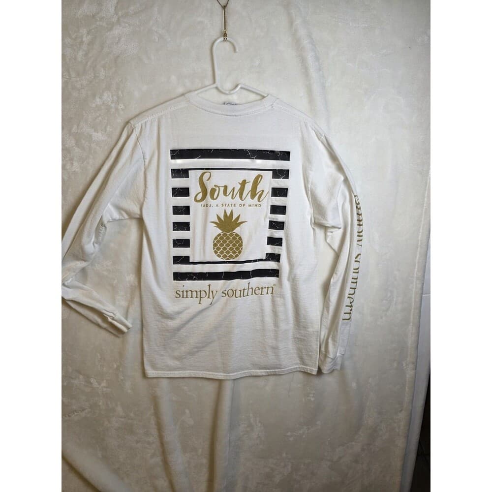 Simply Southern Shirt Mens Medium White Long Sleeve‎ Graphic Tee - Thumbnail 4